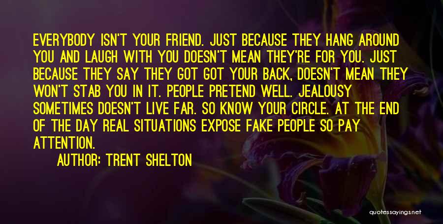 Trent Shelton Quotes: Everybody Isn't Your Friend. Just Because They Hang Around You And Laugh With You Doesn't Mean They're For You. Just