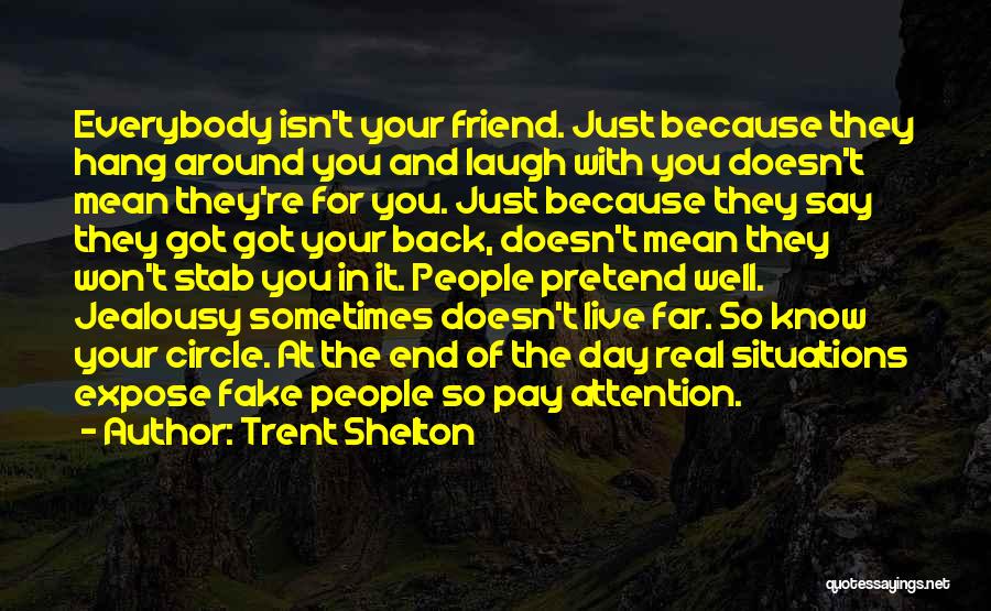 Trent Shelton Quotes: Everybody Isn't Your Friend. Just Because They Hang Around You And Laugh With You Doesn't Mean They're For You. Just