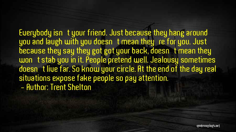 Trent Shelton Quotes: Everybody Isn't Your Friend. Just Because They Hang Around You And Laugh With You Doesn't Mean They're For You. Just