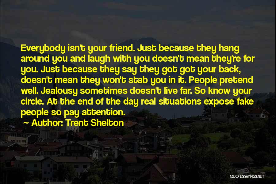 Trent Shelton Quotes: Everybody Isn't Your Friend. Just Because They Hang Around You And Laugh With You Doesn't Mean They're For You. Just