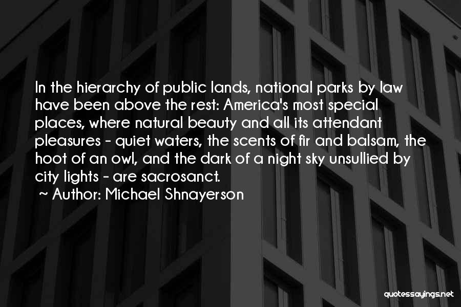 Michael Shnayerson Quotes: In The Hierarchy Of Public Lands, National Parks By Law Have Been Above The Rest: America's Most Special Places, Where