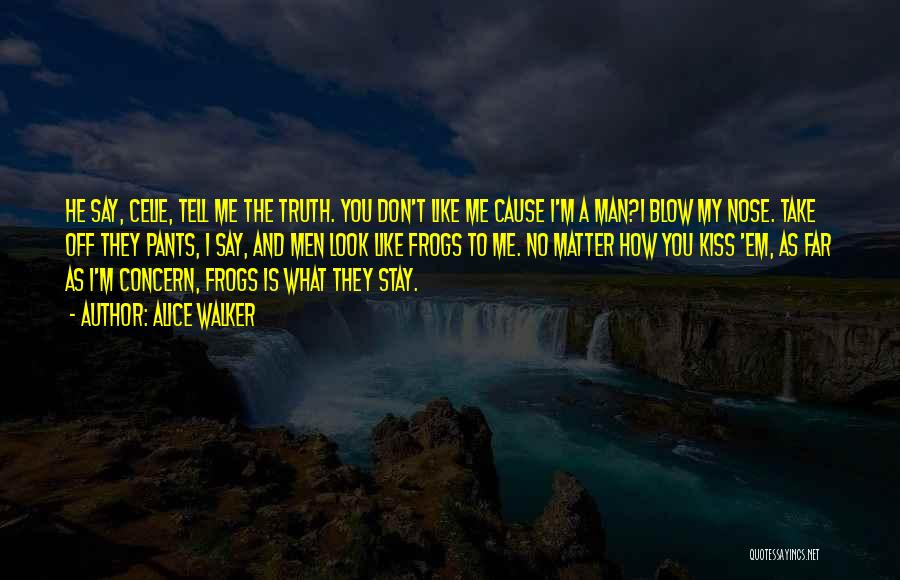 Alice Walker Quotes: He Say, Celie, Tell Me The Truth. You Don't Like Me Cause I'm A Man?i Blow My Nose. Take Off