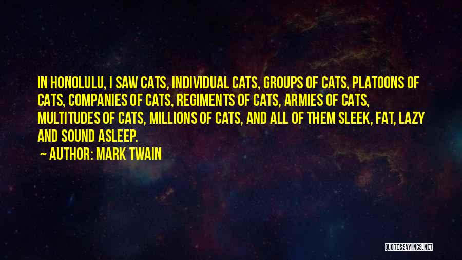 Mark Twain Quotes: In Honolulu, I Saw Cats, Individual Cats, Groups Of Cats, Platoons Of Cats, Companies Of Cats, Regiments Of Cats, Armies