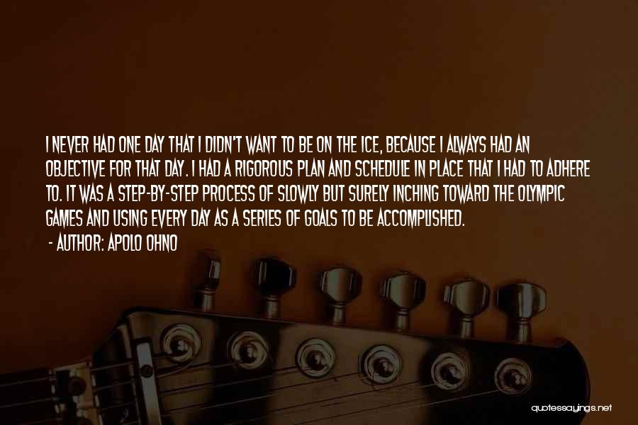 Apolo Ohno Quotes: I Never Had One Day That I Didn't Want To Be On The Ice, Because I Always Had An Objective