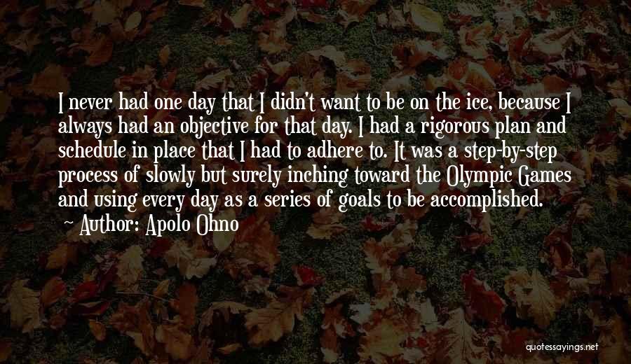 Apolo Ohno Quotes: I Never Had One Day That I Didn't Want To Be On The Ice, Because I Always Had An Objective