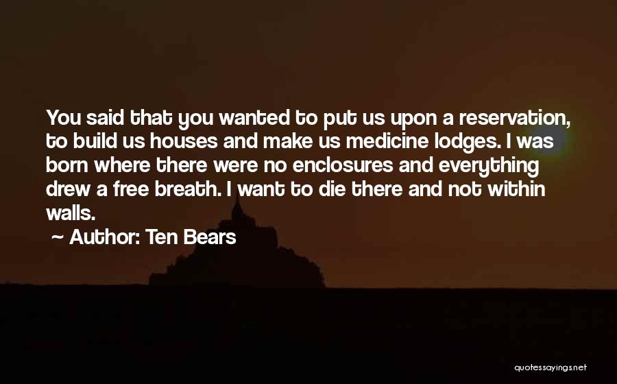 Ten Bears Quotes: You Said That You Wanted To Put Us Upon A Reservation, To Build Us Houses And Make Us Medicine Lodges.