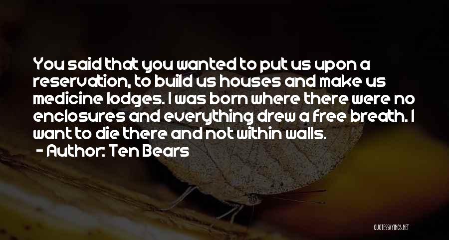 Ten Bears Quotes: You Said That You Wanted To Put Us Upon A Reservation, To Build Us Houses And Make Us Medicine Lodges.