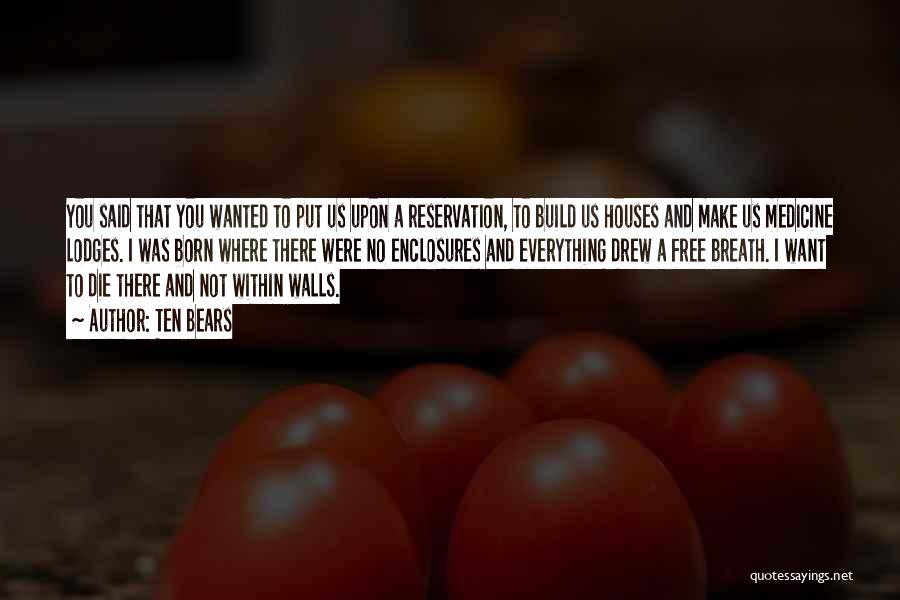 Ten Bears Quotes: You Said That You Wanted To Put Us Upon A Reservation, To Build Us Houses And Make Us Medicine Lodges.