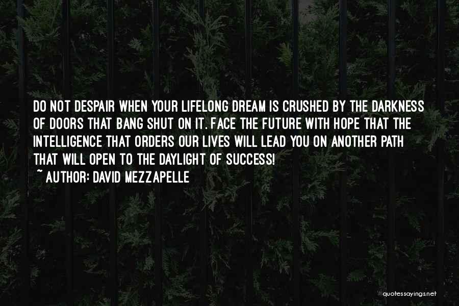 David Mezzapelle Quotes: Do Not Despair When Your Lifelong Dream Is Crushed By The Darkness Of Doors That Bang Shut On It. Face