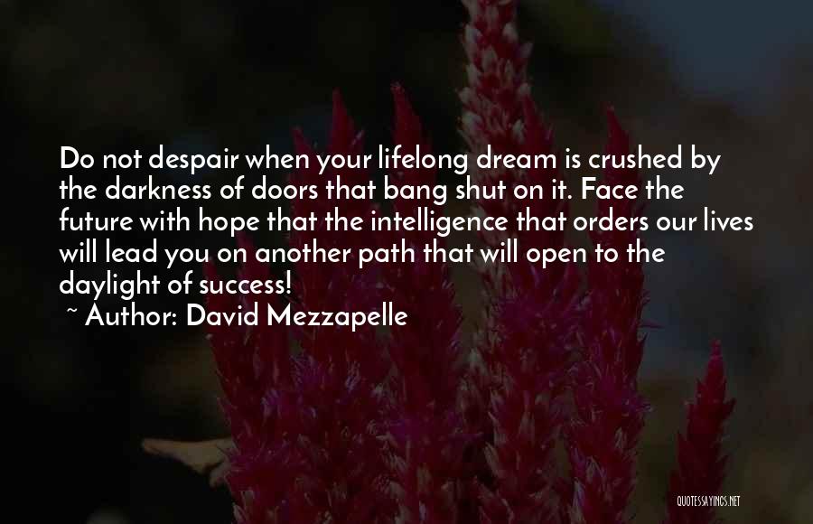 David Mezzapelle Quotes: Do Not Despair When Your Lifelong Dream Is Crushed By The Darkness Of Doors That Bang Shut On It. Face