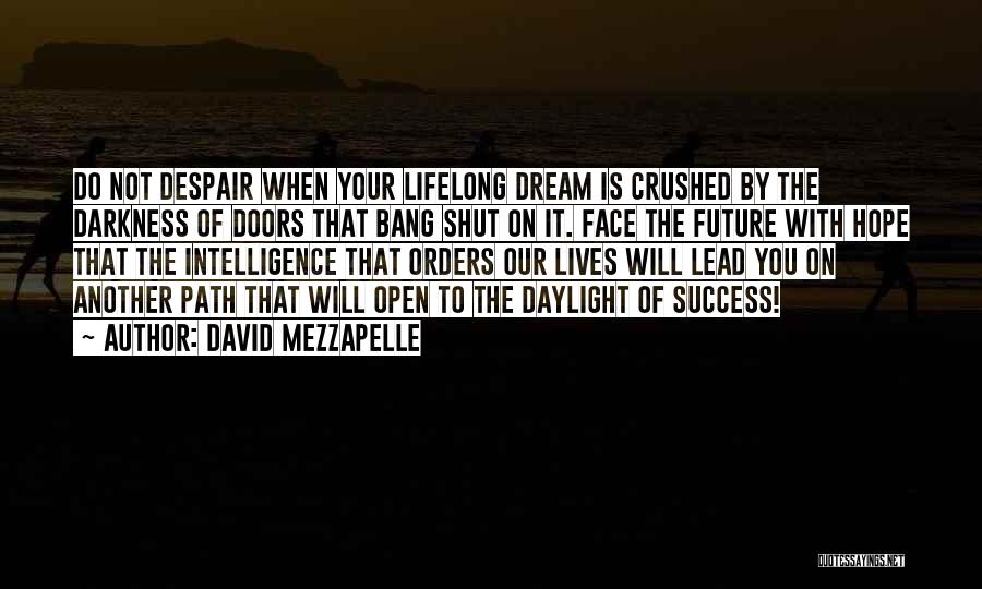 David Mezzapelle Quotes: Do Not Despair When Your Lifelong Dream Is Crushed By The Darkness Of Doors That Bang Shut On It. Face