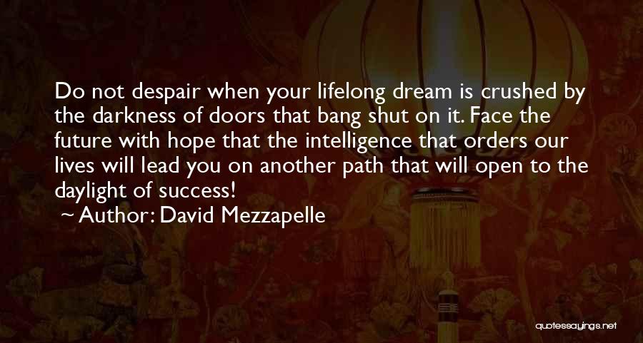 David Mezzapelle Quotes: Do Not Despair When Your Lifelong Dream Is Crushed By The Darkness Of Doors That Bang Shut On It. Face