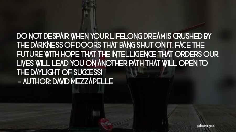 David Mezzapelle Quotes: Do Not Despair When Your Lifelong Dream Is Crushed By The Darkness Of Doors That Bang Shut On It. Face