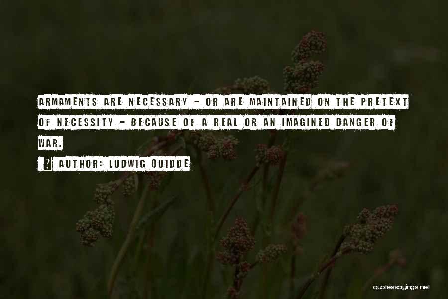 Ludwig Quidde Quotes: Armaments Are Necessary - Or Are Maintained On The Pretext Of Necessity - Because Of A Real Or An Imagined