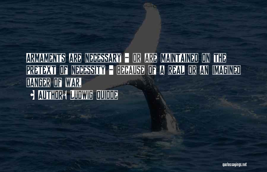 Ludwig Quidde Quotes: Armaments Are Necessary - Or Are Maintained On The Pretext Of Necessity - Because Of A Real Or An Imagined