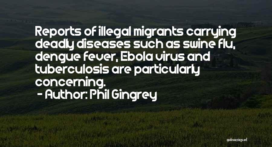 Phil Gingrey Quotes: Reports Of Illegal Migrants Carrying Deadly Diseases Such As Swine Flu, Dengue Fever, Ebola Virus And Tuberculosis Are Particularly Concerning.