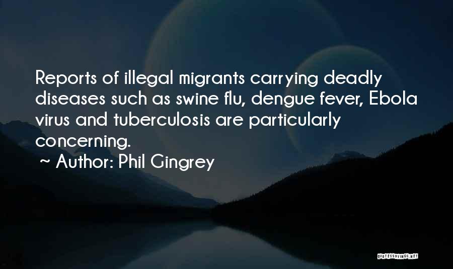 Phil Gingrey Quotes: Reports Of Illegal Migrants Carrying Deadly Diseases Such As Swine Flu, Dengue Fever, Ebola Virus And Tuberculosis Are Particularly Concerning.