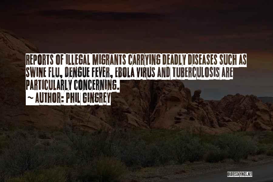 Phil Gingrey Quotes: Reports Of Illegal Migrants Carrying Deadly Diseases Such As Swine Flu, Dengue Fever, Ebola Virus And Tuberculosis Are Particularly Concerning.