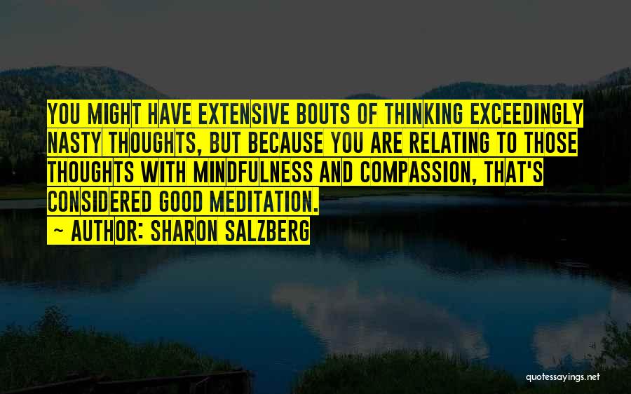 Sharon Salzberg Quotes: You Might Have Extensive Bouts Of Thinking Exceedingly Nasty Thoughts, But Because You Are Relating To Those Thoughts With Mindfulness