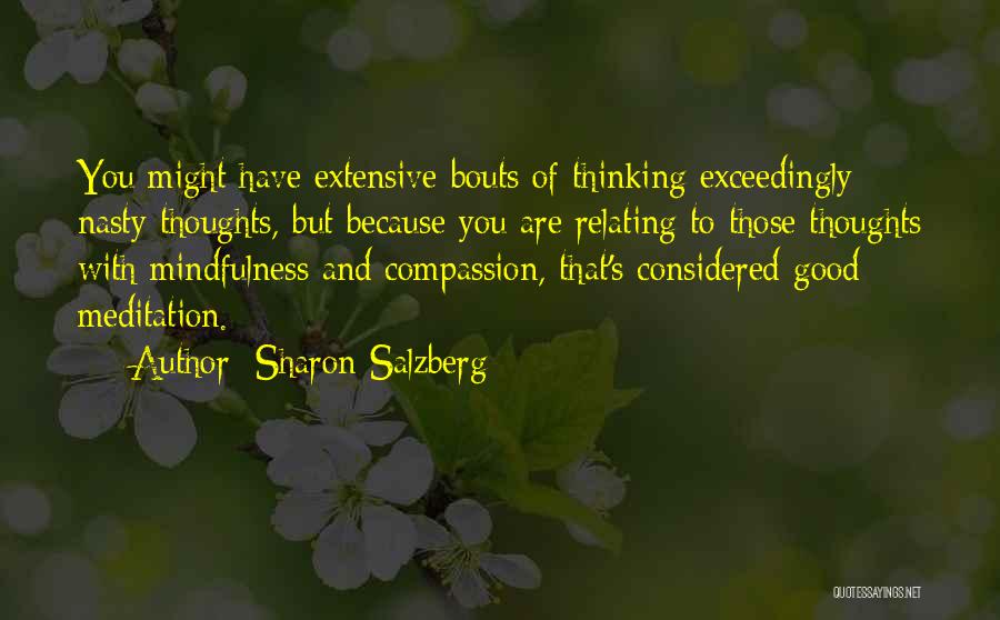 Sharon Salzberg Quotes: You Might Have Extensive Bouts Of Thinking Exceedingly Nasty Thoughts, But Because You Are Relating To Those Thoughts With Mindfulness