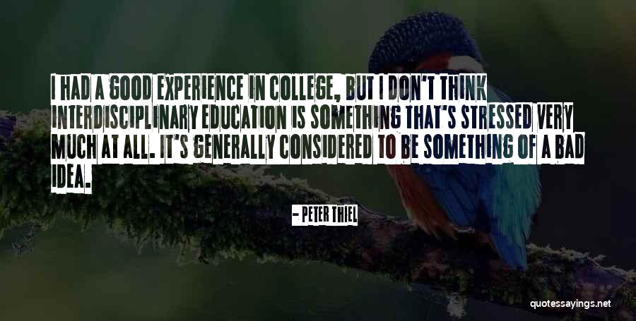 A Bad Experience Quotes By Peter Thiel A Bad Experience Quotes By Peter Thiel