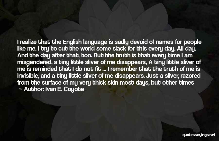 A Day To Remember Quotes By Ivan E. Coyote