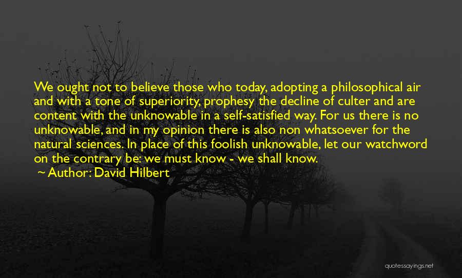 A Place Where You Are Content Quotes By David Hilbert