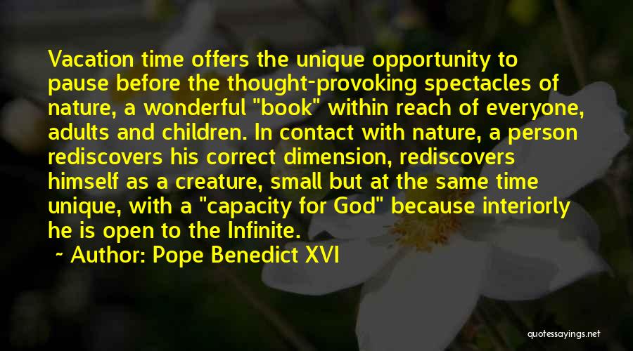 A Wonderful Vacation Quotes By Pope Benedict XVI