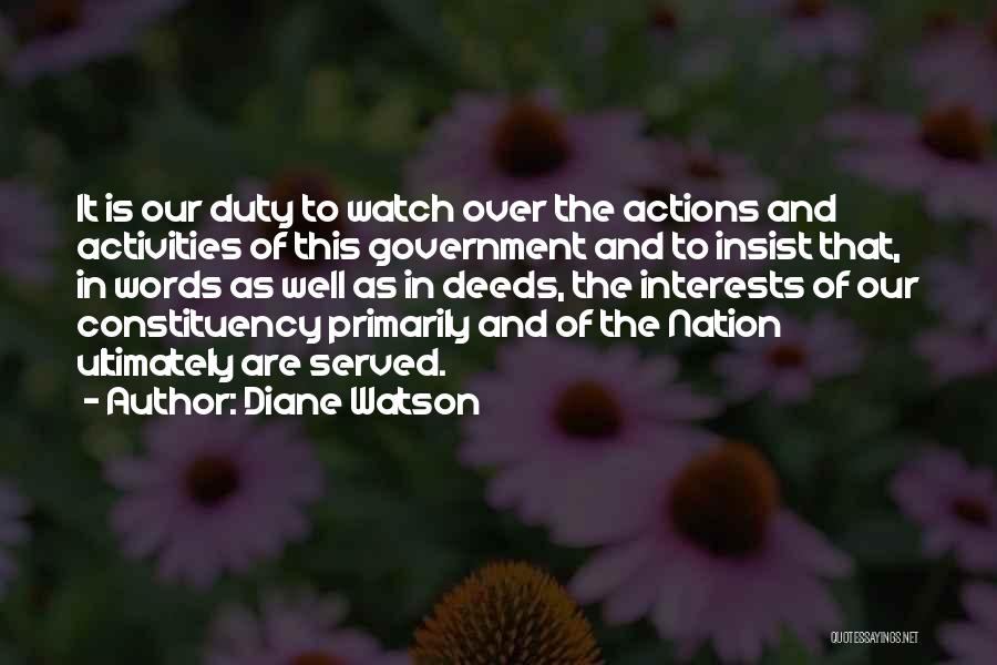 Actions Over Words Quotes By Diane Watson
