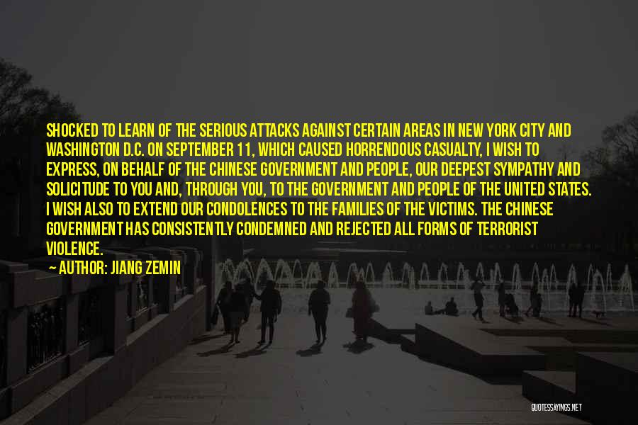 Against Violence Quotes By Jiang Zemin