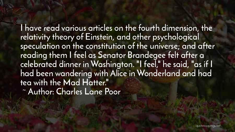 Alice Wonderland Mad Hatter Tea Quotes By Charles Lane Poor