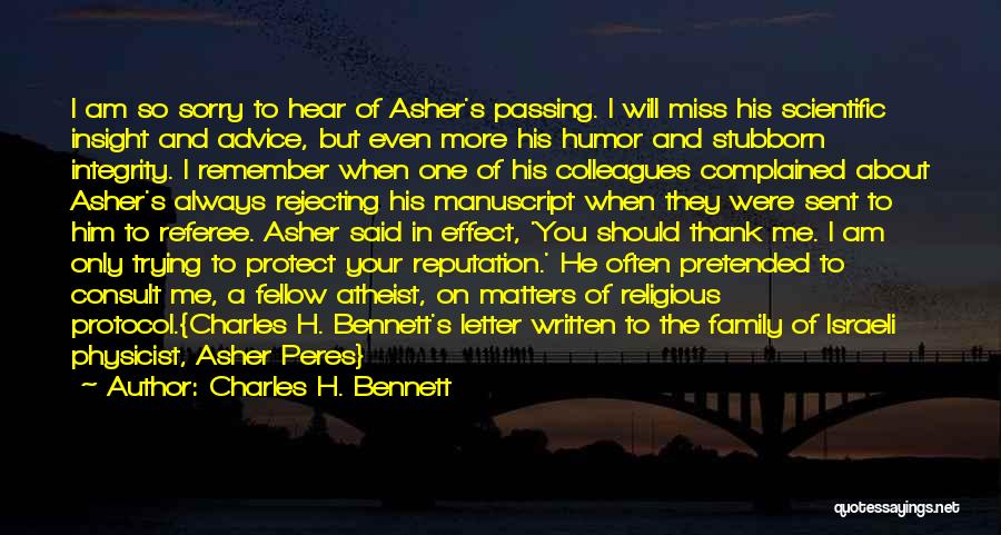 Always Remember Me Quotes By Charles H. Bennett