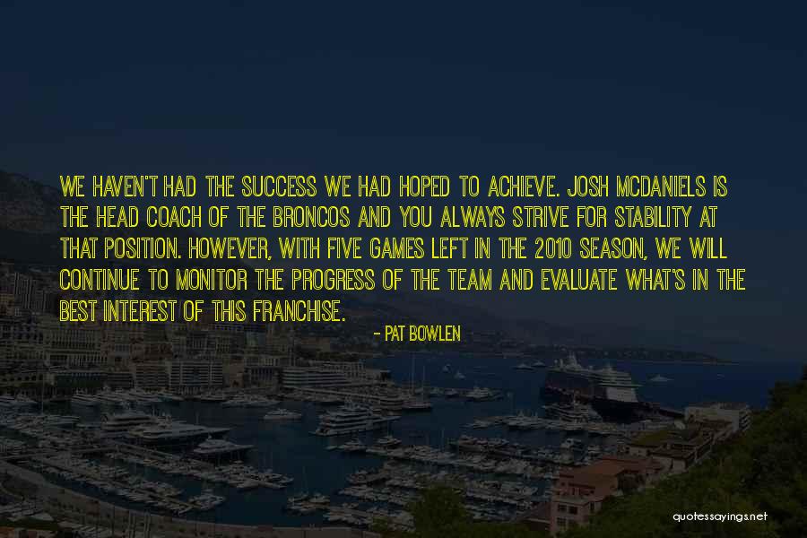 Always Strive For The Best Quotes By Pat Bowlen