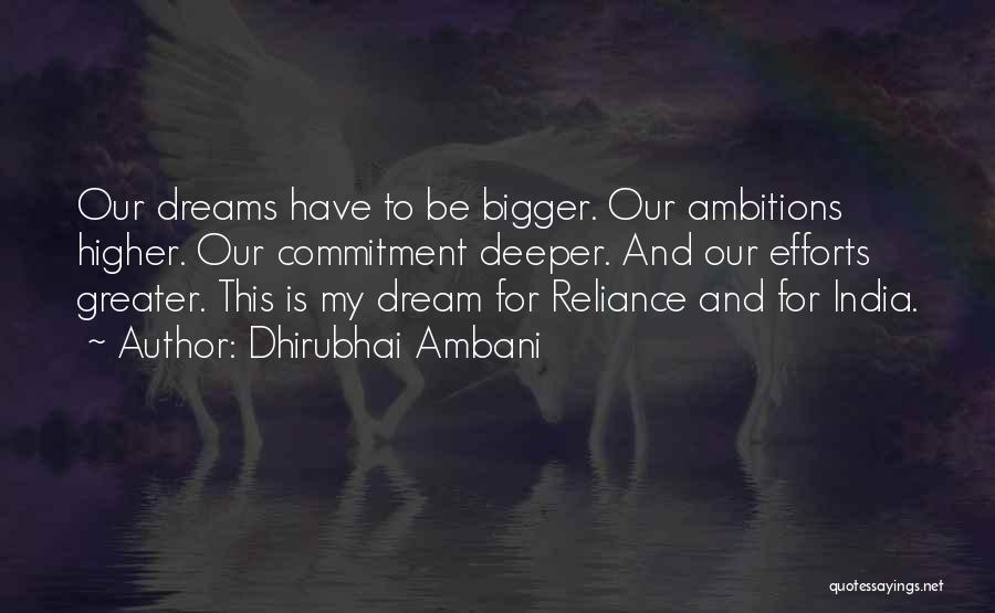 Ambition And Dreams Quotes By Dhirubhai Ambani