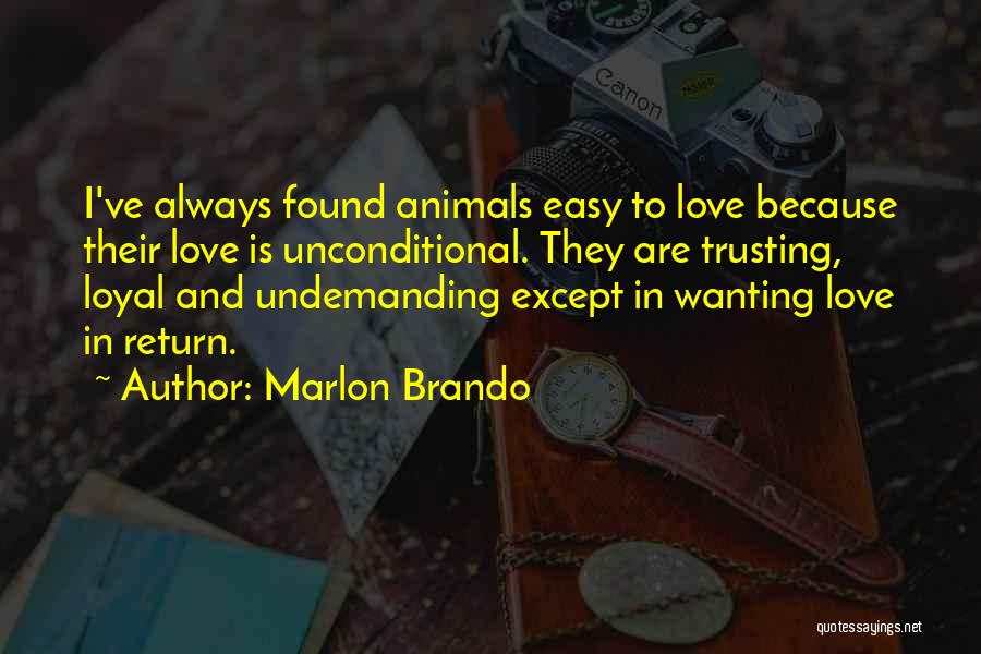 Animals And Unconditional Love Quotes By Marlon Brando