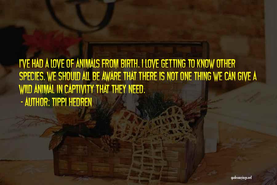 Animals Need Love Quotes By Tippi Hedren