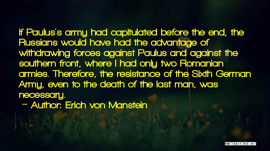 Army Of Two Quotes By Erich Von Manstein