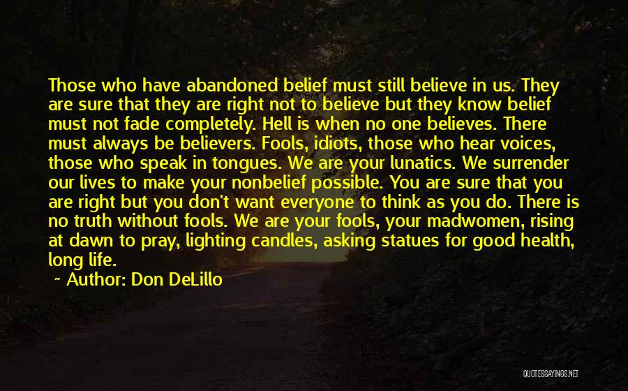 As Long As You Believe Quotes By Don DeLillo