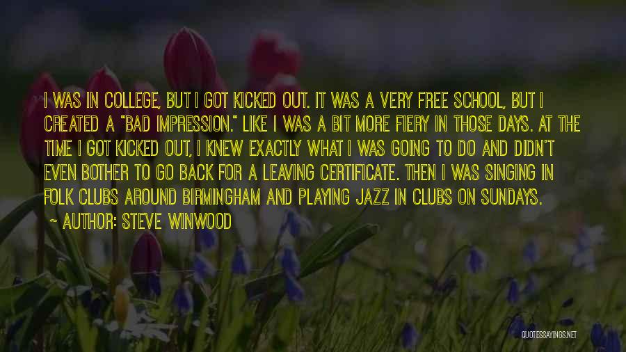 Back In School Quotes By Steve Winwood