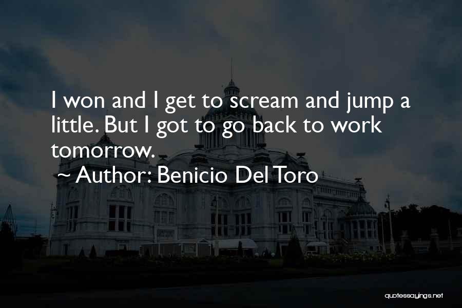 Back To Work Tomorrow Quotes By Benicio Del Toro