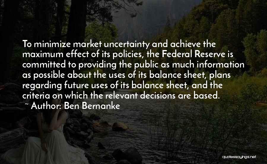 Balance Sheet Quotes By Ben Bernanke