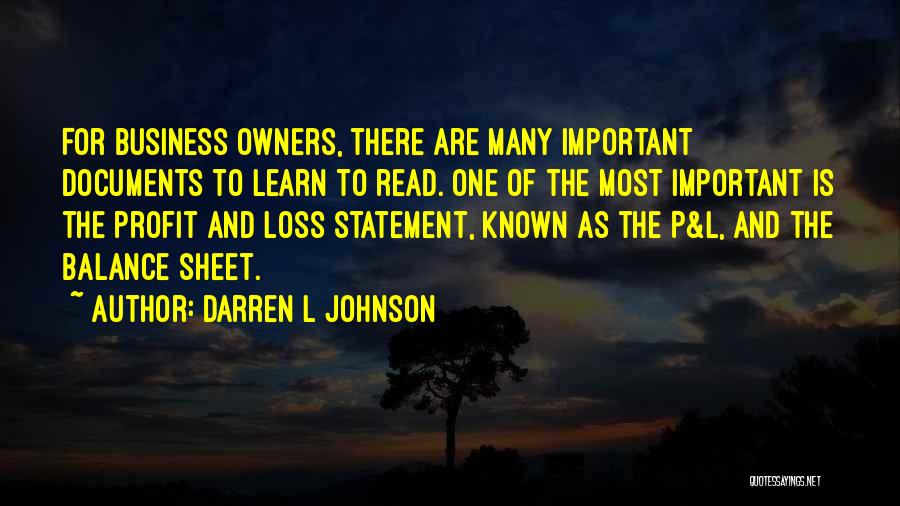 Balance Sheet Quotes By Darren L Johnson