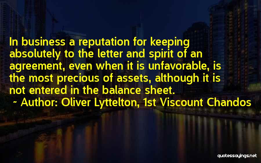 Balance Sheet Quotes By Oliver Lyttelton, 1st Viscount Chandos