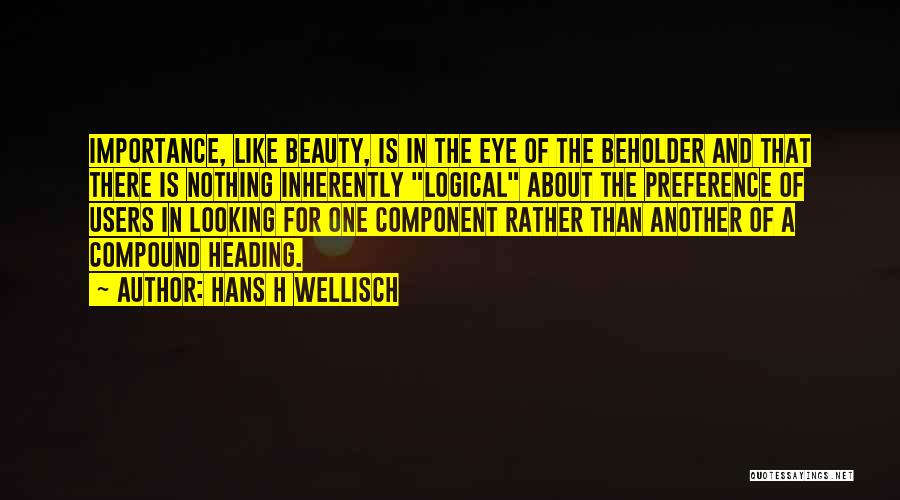 Beauty In Eye Of Beholder Quotes By Hans H Wellisch