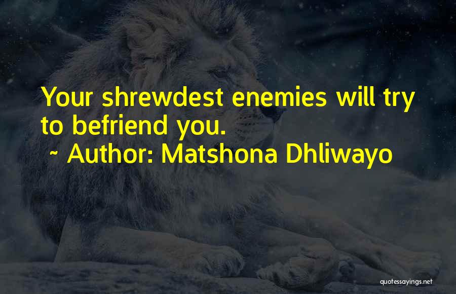 Befriend Your Enemies Quotes By Matshona Dhliwayo