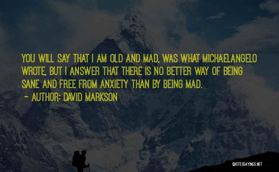 Being Mad Quotes By David Markson