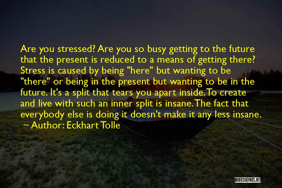 Being Over Stressed Quotes By Eckhart Tolle