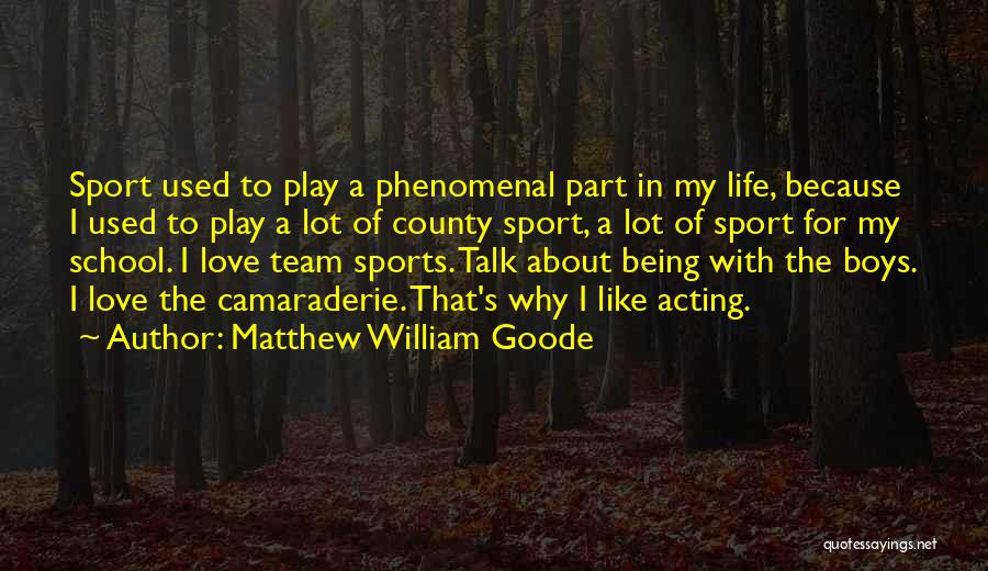 Being Part Of A Sports Team Quotes By Matthew William Goode