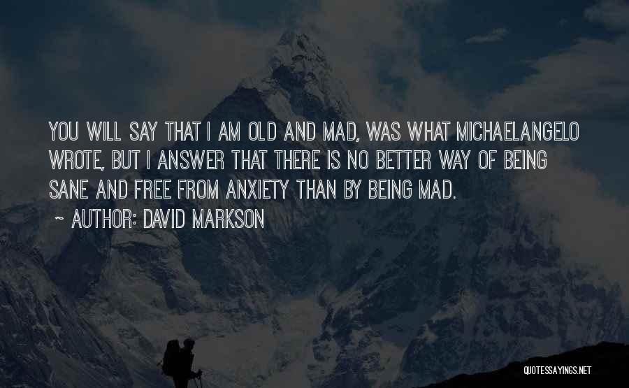 Being Sane Quotes By David Markson