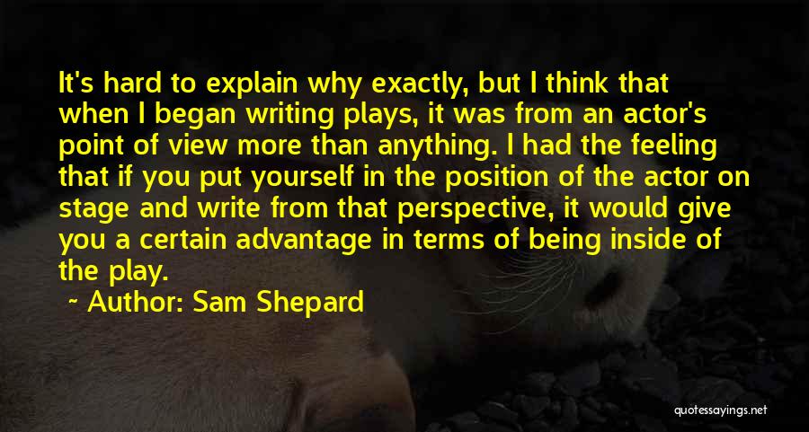 Being To Hard On Yourself Quotes By Sam Shepard